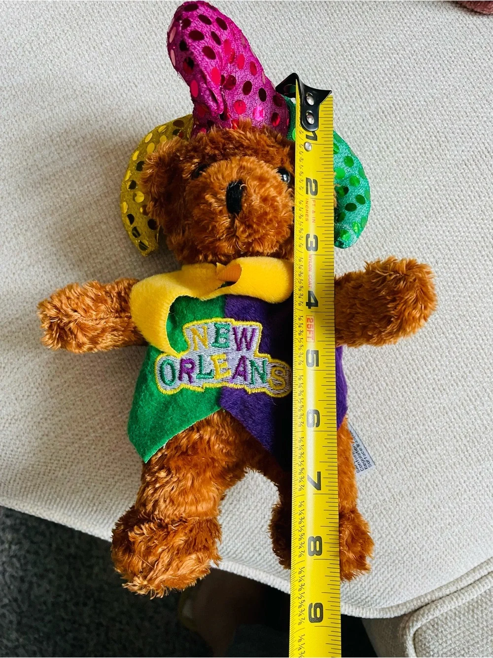 Mardi Gras Bear Plush - Purple Green Yellow